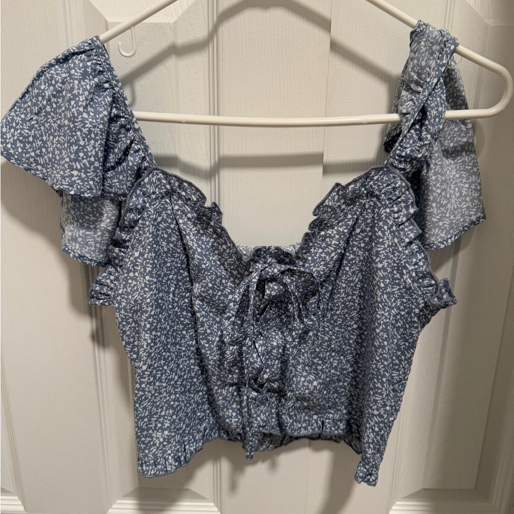 Blue floral crop top